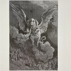 Dore, Rabelais, Flying Pig, Island of Cassade, Print, Bookplate, ~ 240707-WH 292